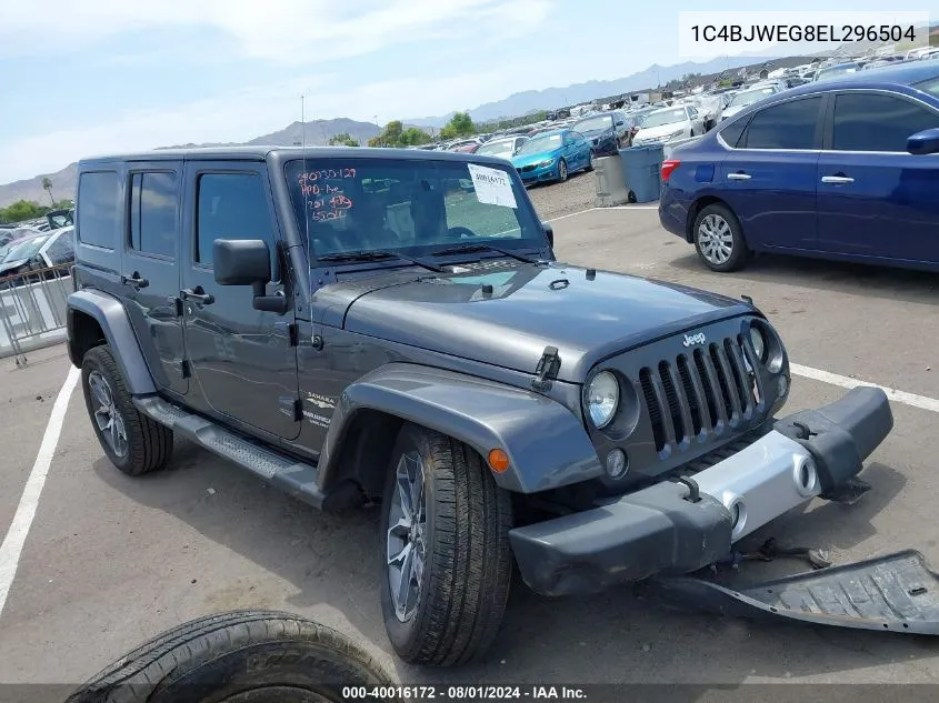 2014 Jeep Wrangler Unlimited Sahara VIN: 1C4BJWEG8EL296504 Lot: 40016172