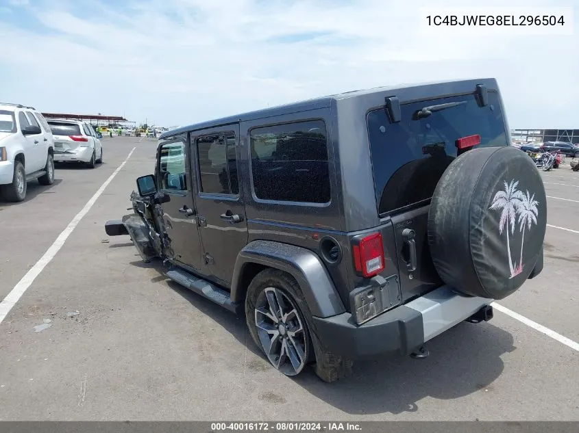 2014 Jeep Wrangler Unlimited Sahara VIN: 1C4BJWEG8EL296504 Lot: 40016172