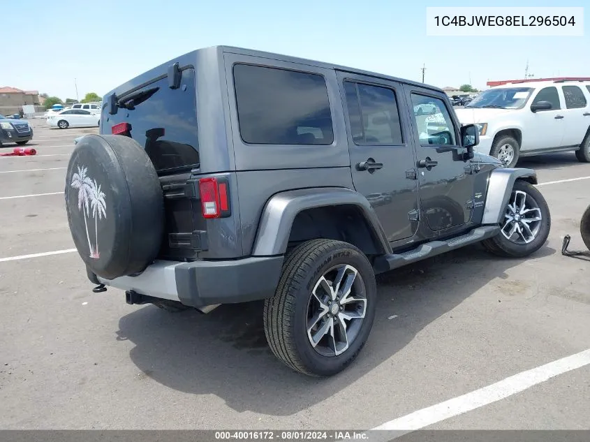 2014 Jeep Wrangler Unlimited Sahara VIN: 1C4BJWEG8EL296504 Lot: 40016172