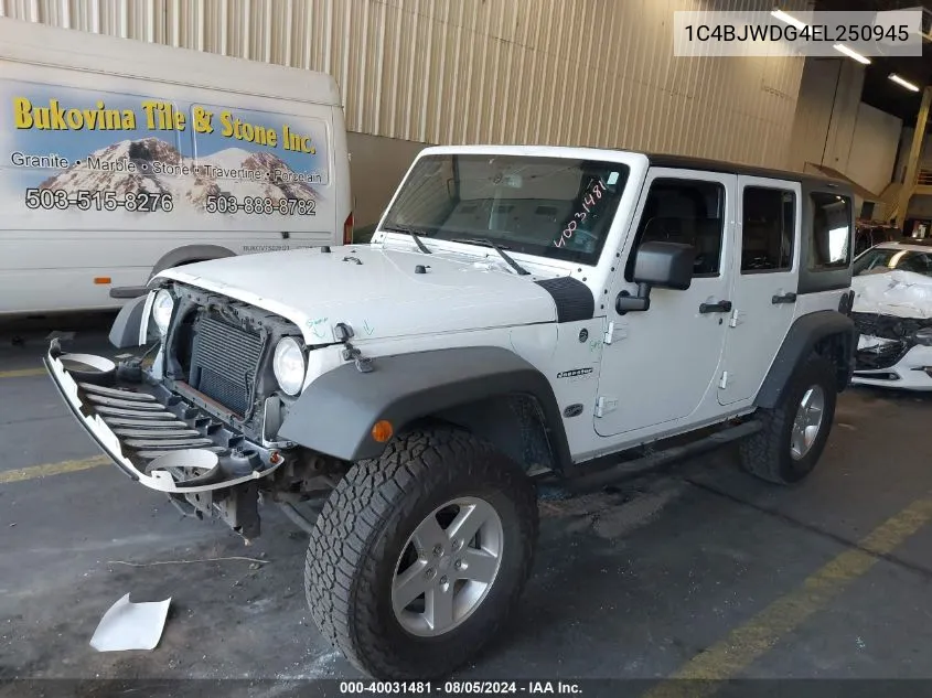 2014 Jeep Wrangler Unlimited Sport VIN: 1C4BJWDG4EL250945 Lot: 40031481