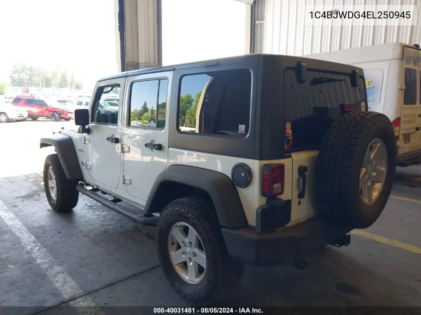 2014 Jeep Wrangler Unlimited Sport VIN: 1C4BJWDG4EL250945 Lot: 40031481