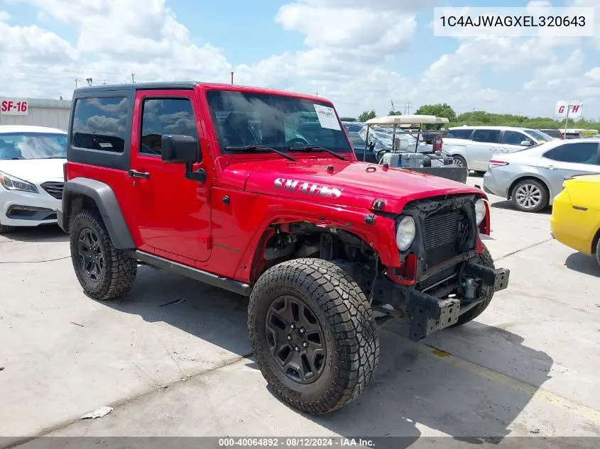 2014 Jeep Wrangler Willys Wheeler VIN: 1C4AJWAGXEL320643 Lot: 40064892