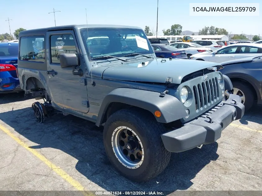 2014 Jeep Wrangler Sport VIN: 1C4AJWAG4EL259709 Lot: 40071624