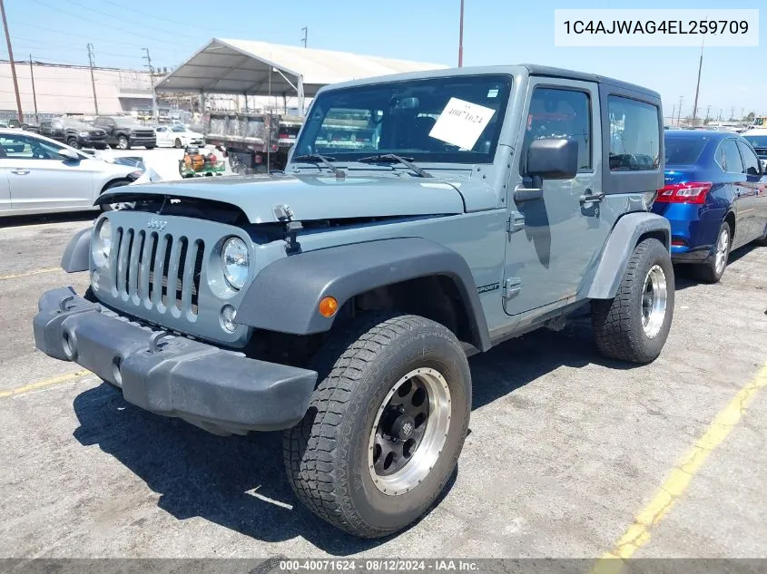 2014 Jeep Wrangler Sport VIN: 1C4AJWAG4EL259709 Lot: 40071624