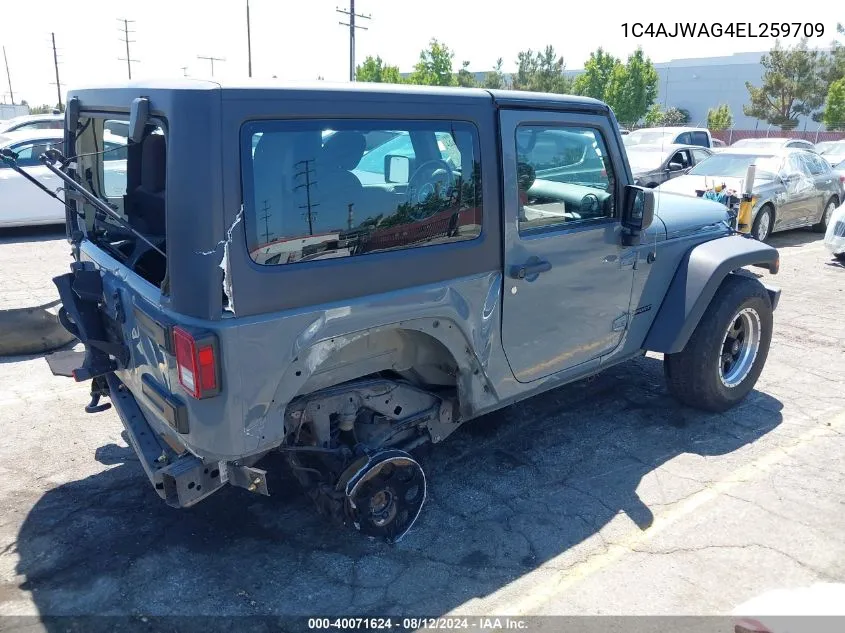 2014 Jeep Wrangler Sport VIN: 1C4AJWAG4EL259709 Lot: 40071624