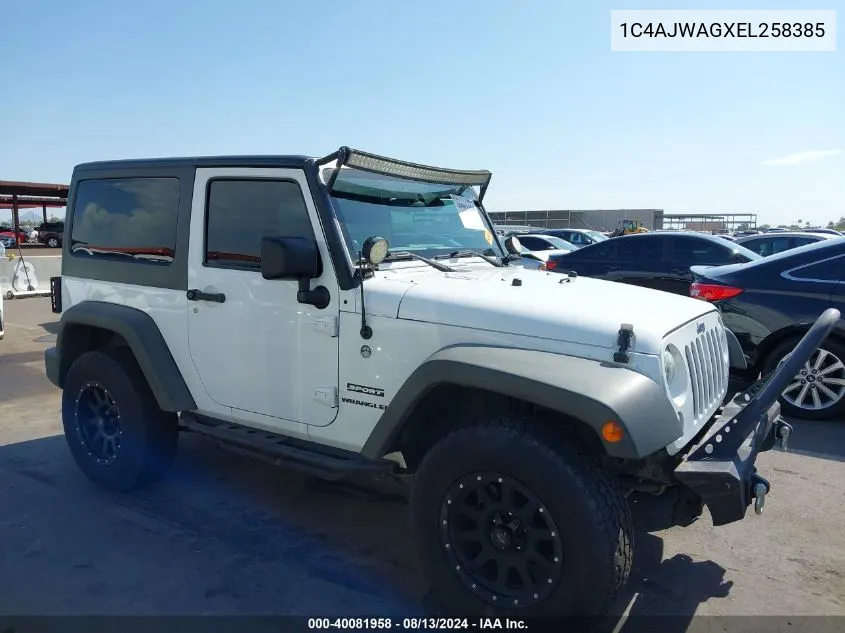 2014 Jeep Wrangler Sport VIN: 1C4AJWAGXEL258385 Lot: 40081958