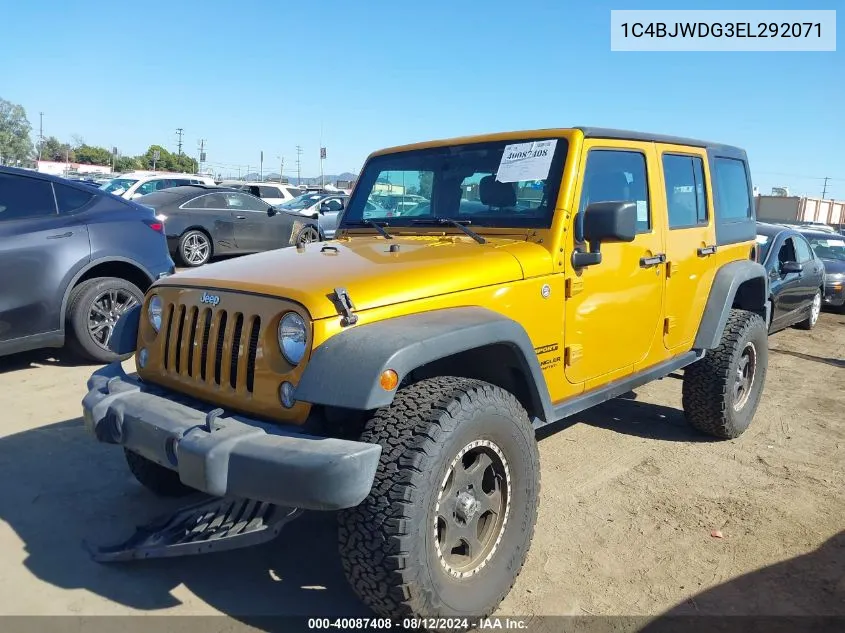 2014 Jeep Wrangler Unlimited Sport VIN: 1C4BJWDG3EL292071 Lot: 40087408