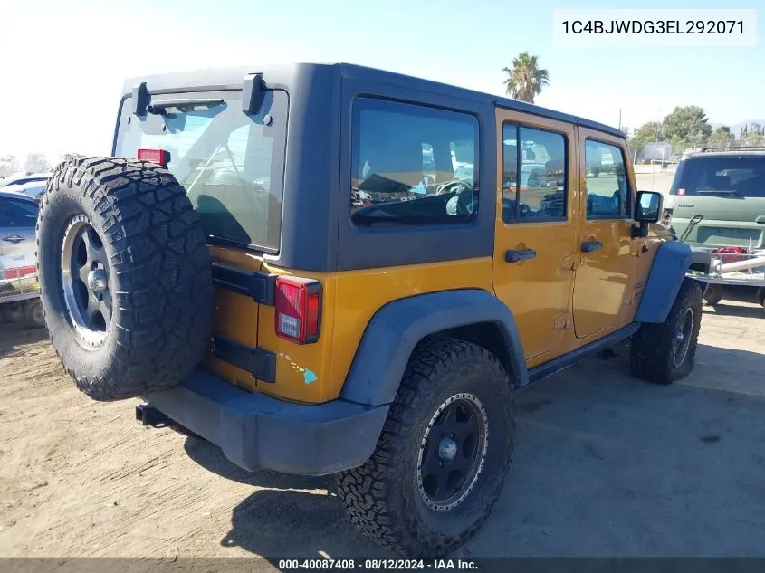 1C4BJWDG3EL292071 2014 Jeep Wrangler Unlimited Sport