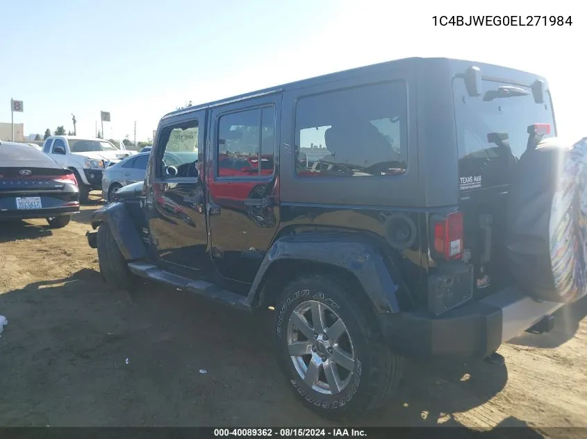 2014 Jeep Wrangler Unlimited Sahara VIN: 1C4BJWEG0EL271984 Lot: 40089362