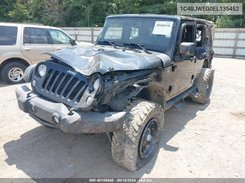 2014 Jeep Wrangler Unlimited Sahara VIN: 1C4BJWEG0EL135452 Lot: 40106548