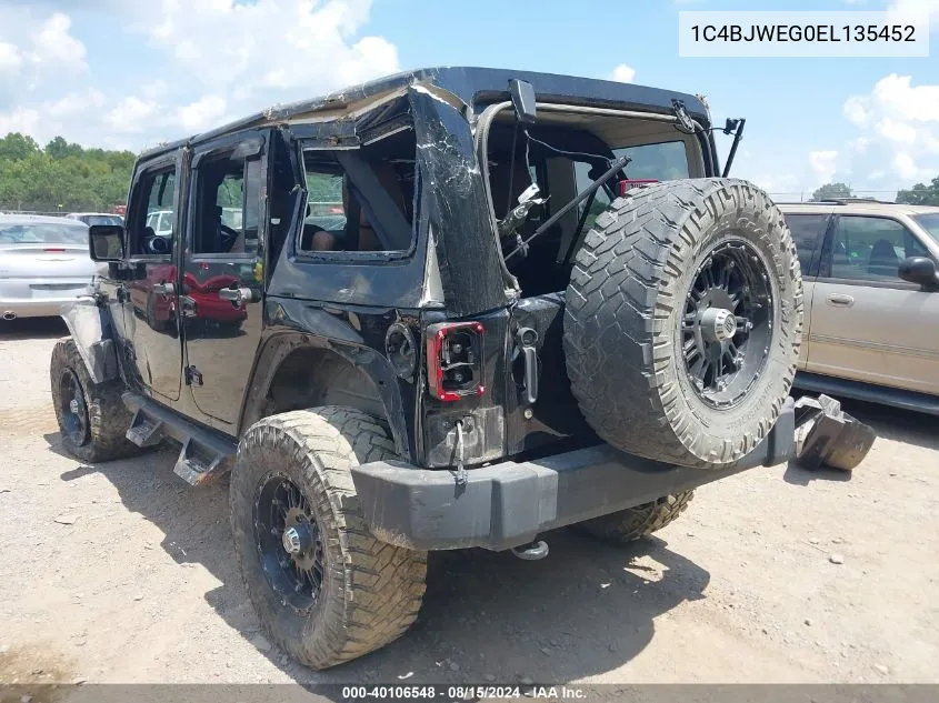 2014 Jeep Wrangler Unlimited Sahara VIN: 1C4BJWEG0EL135452 Lot: 40106548