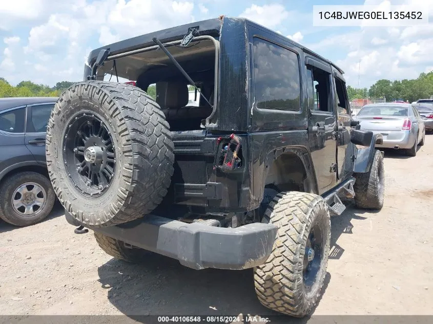 2014 Jeep Wrangler Unlimited Sahara VIN: 1C4BJWEG0EL135452 Lot: 40106548