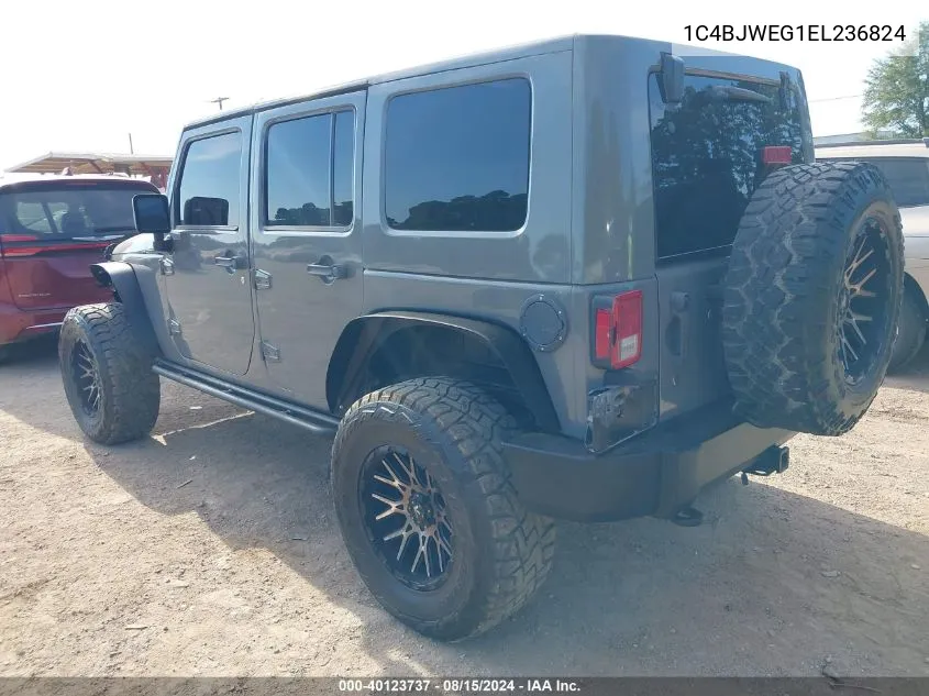 2014 Jeep Wrangler Unlimited Sahara VIN: 1C4BJWEG1EL236824 Lot: 40123737