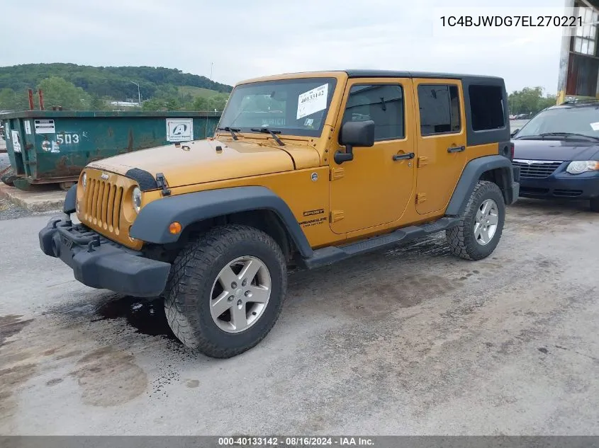 2014 Jeep Wrangler Unlimited Sport VIN: 1C4BJWDG7EL270221 Lot: 40133142