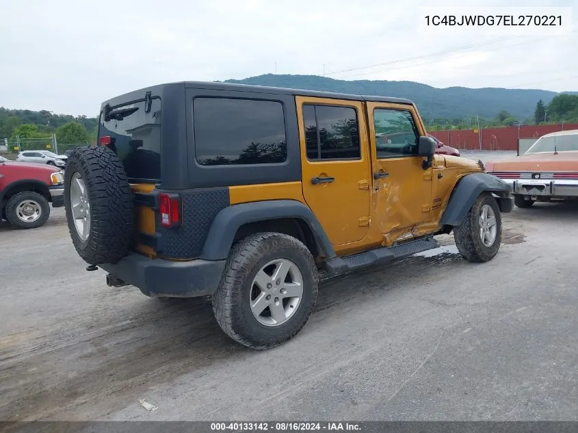 2014 Jeep Wrangler Unlimited Sport VIN: 1C4BJWDG7EL270221 Lot: 40133142