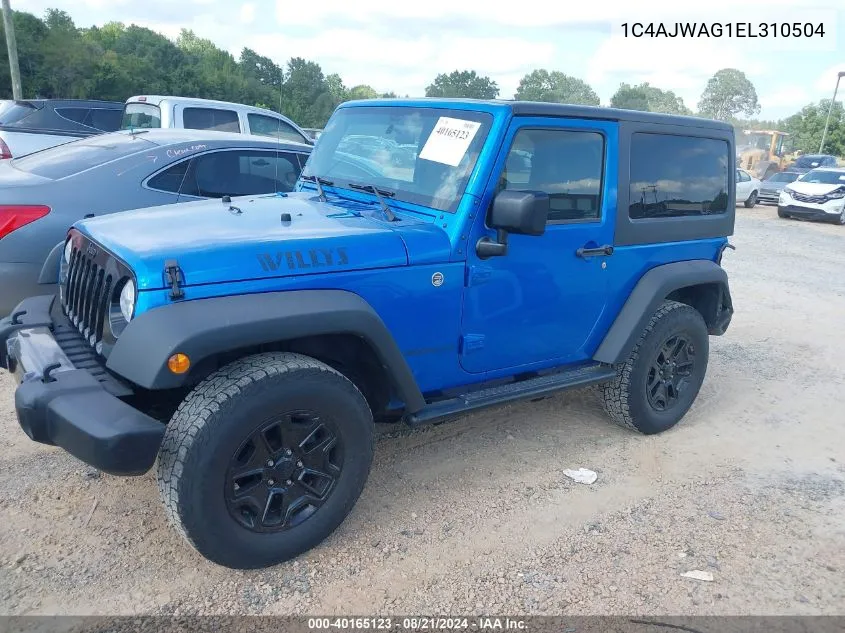 2014 Jeep Wrangler Willys Wheeler VIN: 1C4AJWAG1EL310504 Lot: 40165123