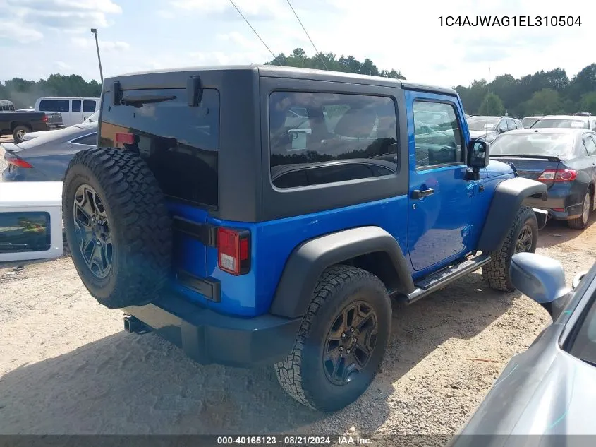 2014 Jeep Wrangler Willys Wheeler VIN: 1C4AJWAG1EL310504 Lot: 40165123