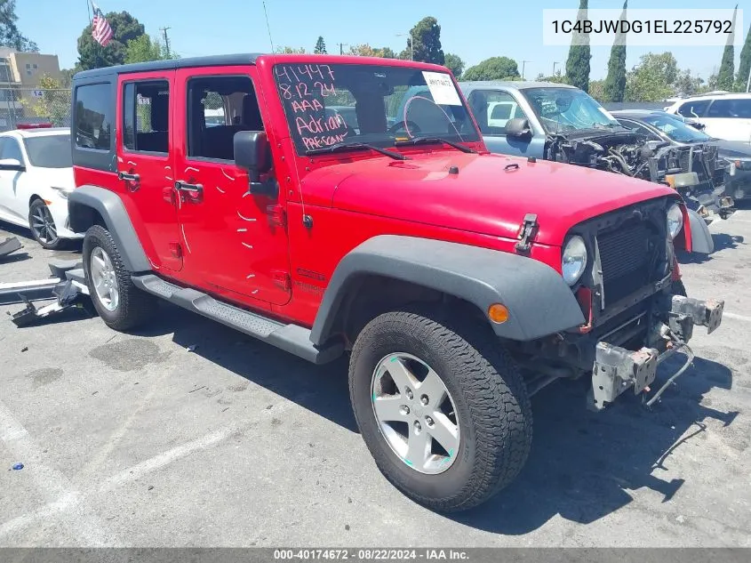 1C4BJWDG1EL225792 2014 Jeep Wrangler Unlimited Sport