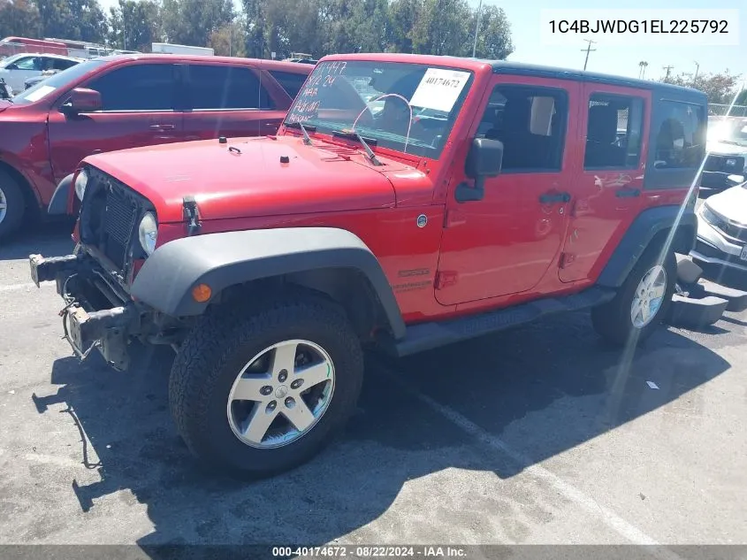 1C4BJWDG1EL225792 2014 Jeep Wrangler Unlimited Sport