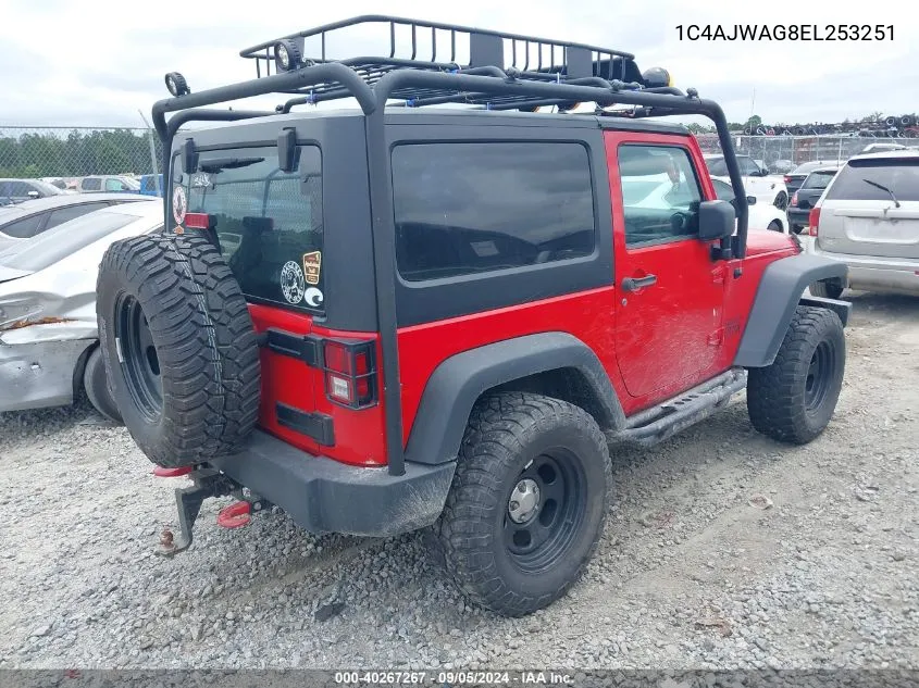 2014 Jeep Wrangler Sport VIN: 1C4AJWAG8EL253251 Lot: 40267267