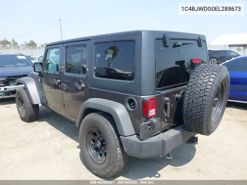 1C4BJWDG0EL288673 2014 Jeep Wrangler Unlimited Sport