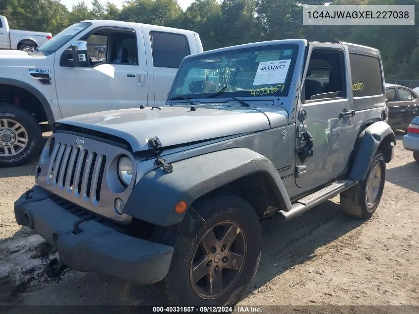 2014 Jeep Wrangler Sport VIN: 1C4AJWAGXEL227038 Lot: 40331857