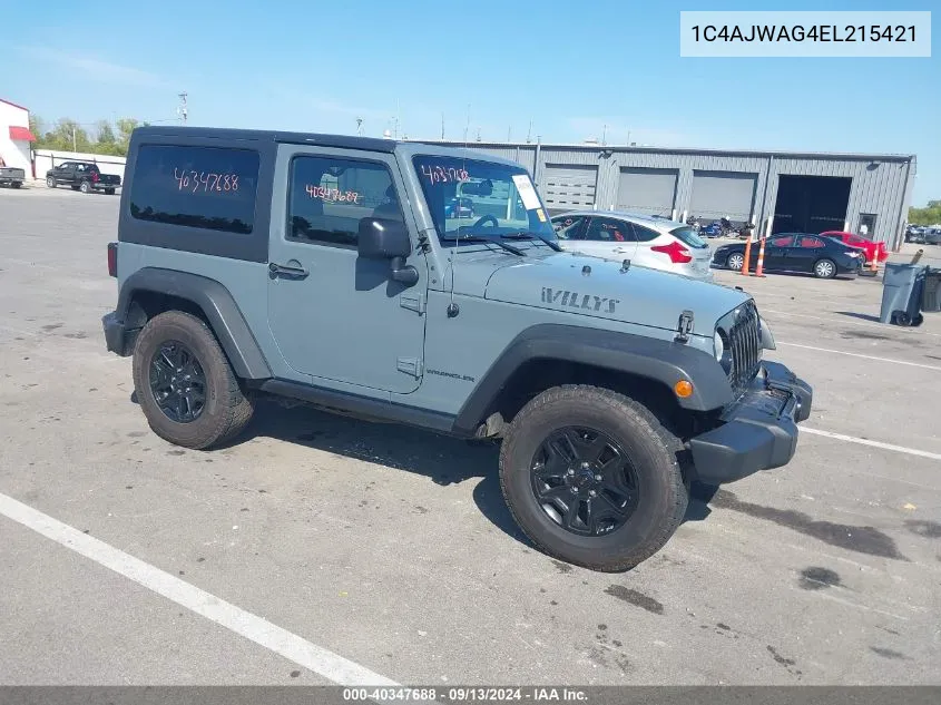 2014 Jeep Wrangler Willys Wheeler VIN: 1C4AJWAG4EL215421 Lot: 40347688