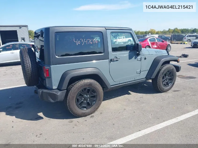 2014 Jeep Wrangler Willys Wheeler VIN: 1C4AJWAG4EL215421 Lot: 40347688