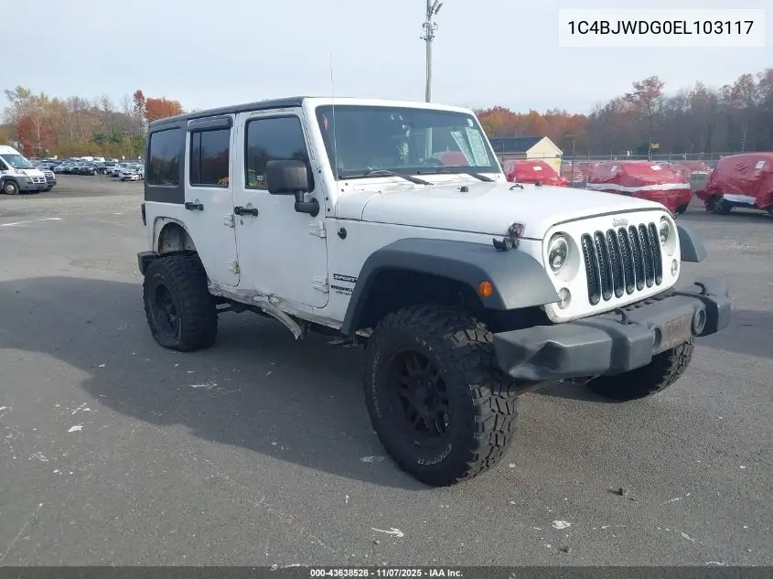 1C4BJWDG0EL103117 2014 Jeep Wrangler Unlimited Sport