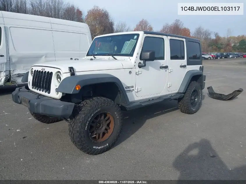 1C4BJWDG0EL103117 2014 Jeep Wrangler Unlimited Sport