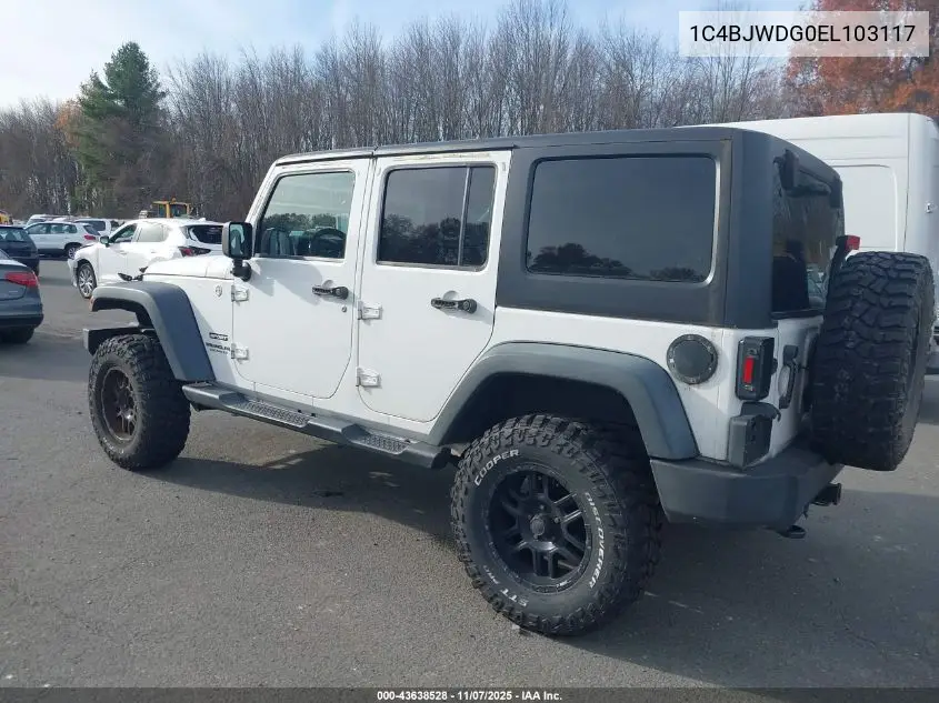 1C4BJWDG0EL103117 2014 Jeep Wrangler Unlimited Sport