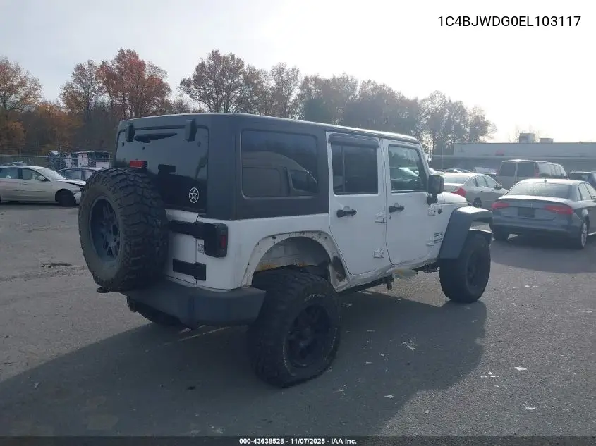 1C4BJWDG0EL103117 2014 Jeep Wrangler Unlimited Sport