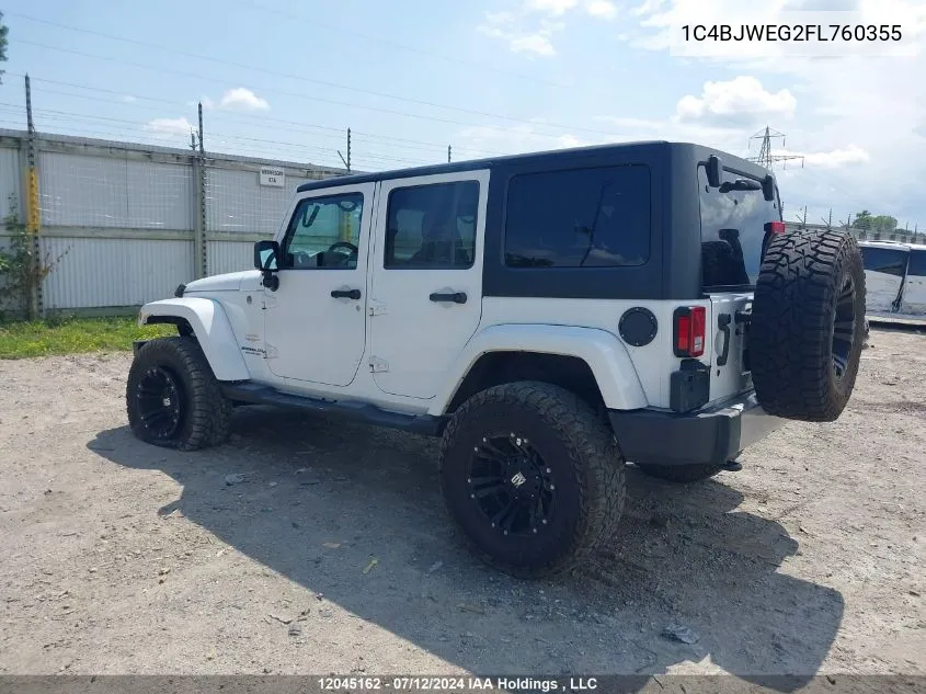 2015 Jeep Wrangler Unlimited Sahara VIN: 1C4BJWEG2FL760355 Lot: 12045162