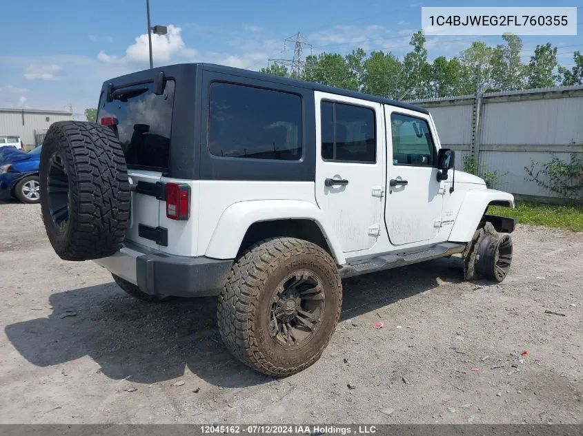 2015 Jeep Wrangler Unlimited Sahara VIN: 1C4BJWEG2FL760355 Lot: 12045162