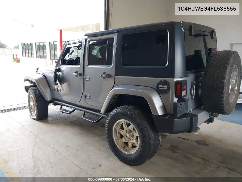 2015 Jeep Wrangler Unlimited Sahara VIN: 1C4HJWEG4FL538555 Lot: 39809000