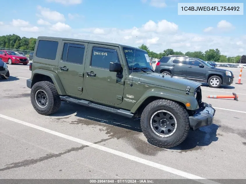 2015 Jeep Wrangler Unlimited Sahara VIN: 1C4BJWEG4FL754492 Lot: 39841848