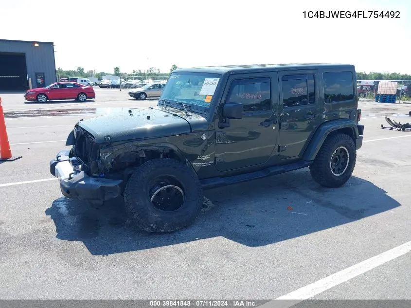 2015 Jeep Wrangler Unlimited Sahara VIN: 1C4BJWEG4FL754492 Lot: 39841848