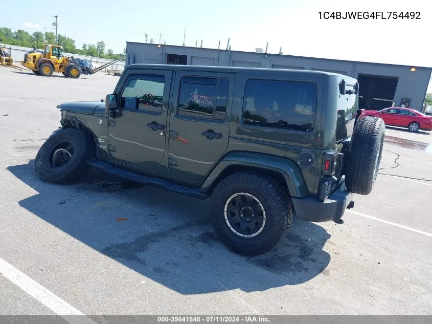 2015 Jeep Wrangler Unlimited Sahara VIN: 1C4BJWEG4FL754492 Lot: 39841848