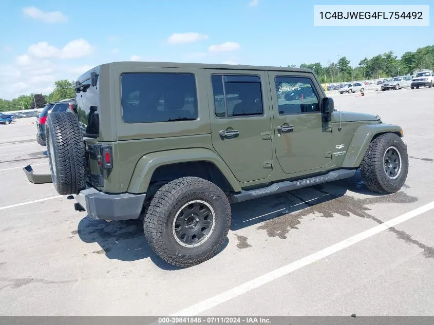 2015 Jeep Wrangler Unlimited Sahara VIN: 1C4BJWEG4FL754492 Lot: 39841848