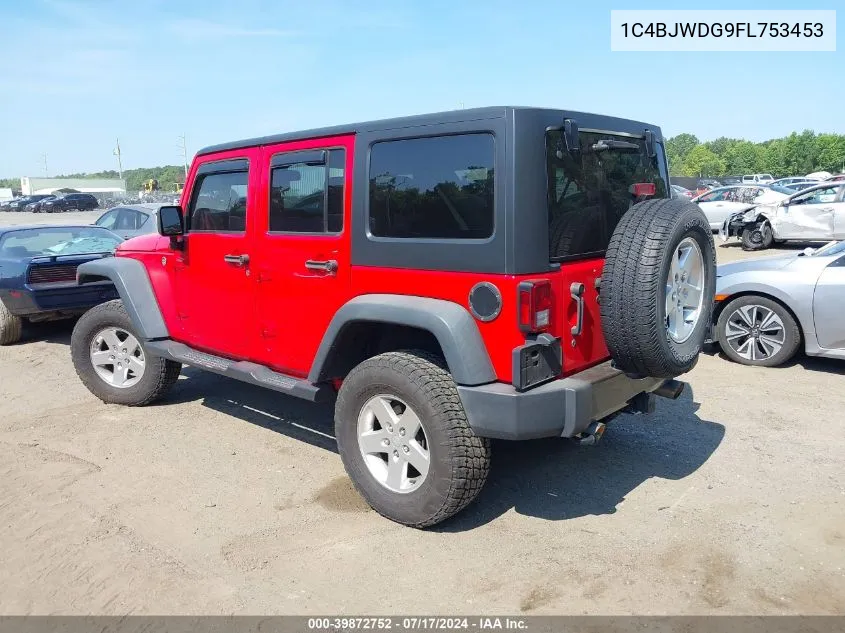 1C4BJWDG9FL753453 2015 Jeep Wrangler Unlimited Sport