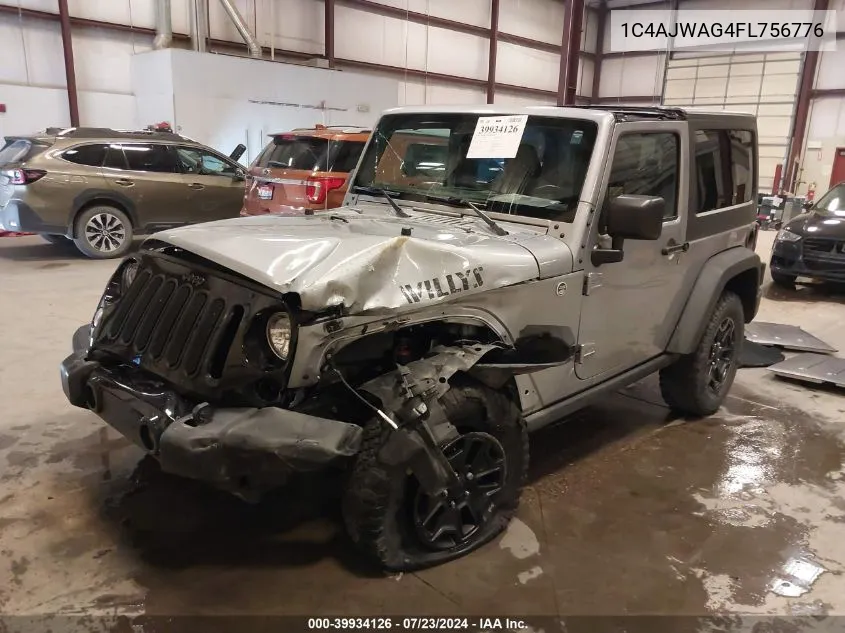 2015 Jeep Wrangler Willys Wheeler VIN: 1C4AJWAG4FL756776 Lot: 39934126