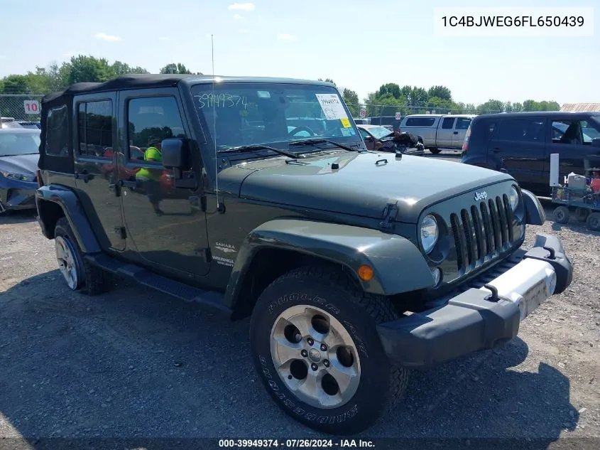 2015 Jeep Wrangler Unlimited Sahara VIN: 1C4BJWEG6FL650439 Lot: 39949374