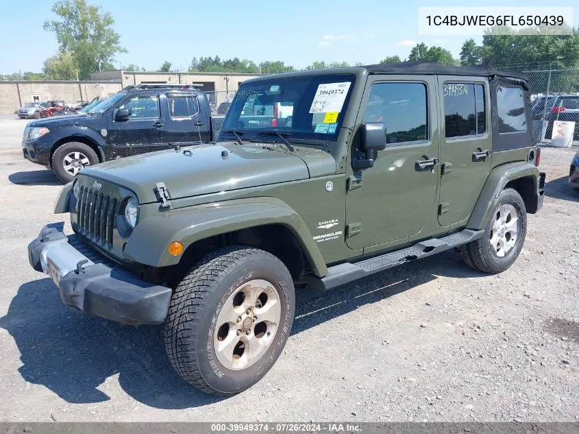 2015 Jeep Wrangler Unlimited Sahara VIN: 1C4BJWEG6FL650439 Lot: 39949374