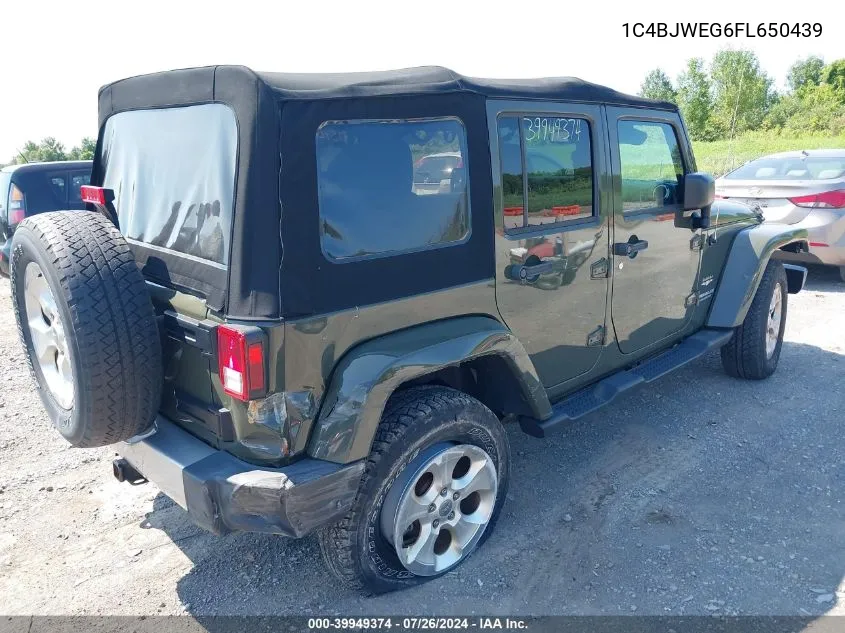 2015 Jeep Wrangler Unlimited Sahara VIN: 1C4BJWEG6FL650439 Lot: 39949374