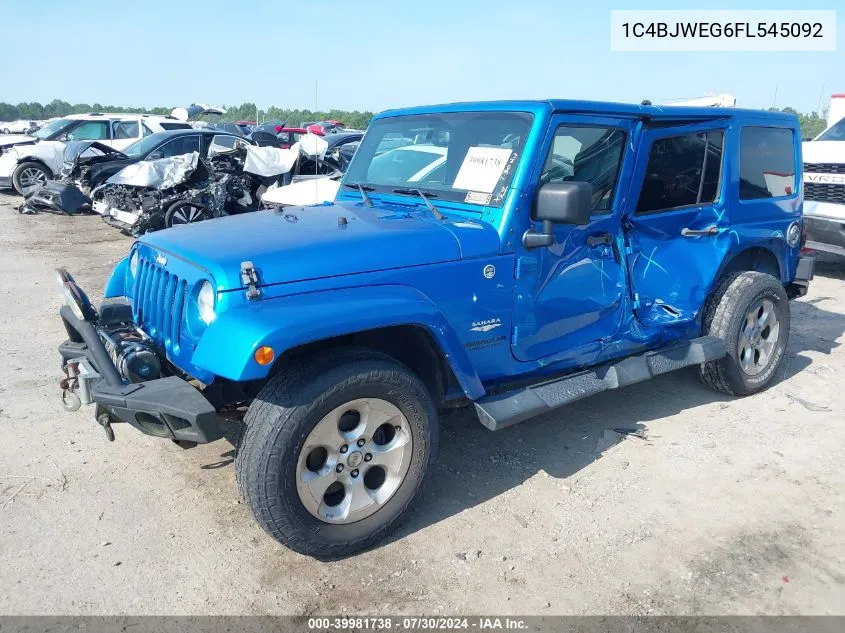 2015 Jeep Wrangler Unlimited Sahara VIN: 1C4BJWEG6FL545092 Lot: 39981738