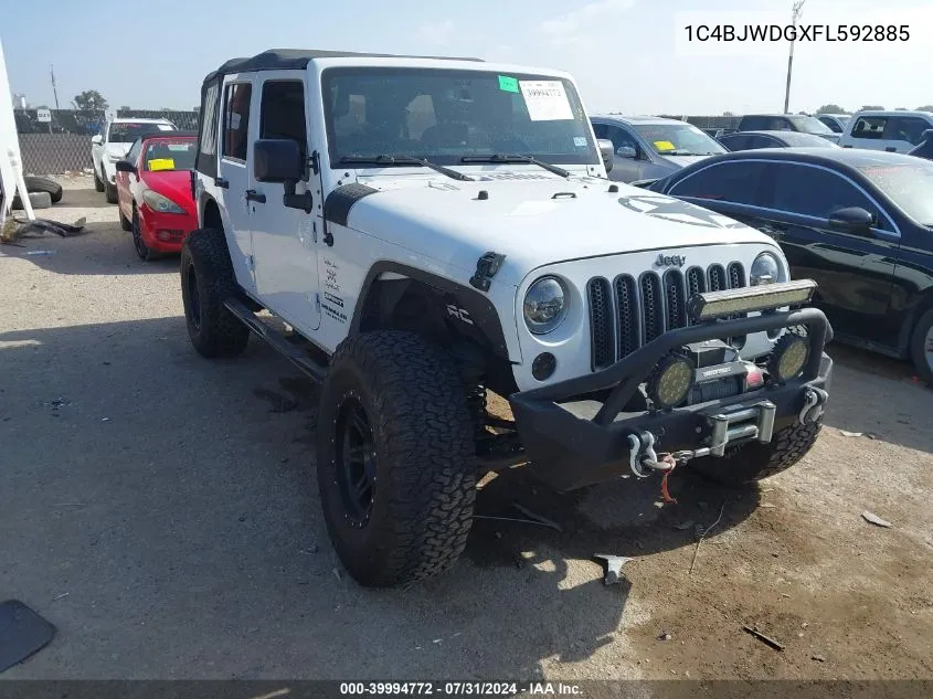 1C4BJWDGXFL592885 2015 Jeep Wrangler Unlimited Sport