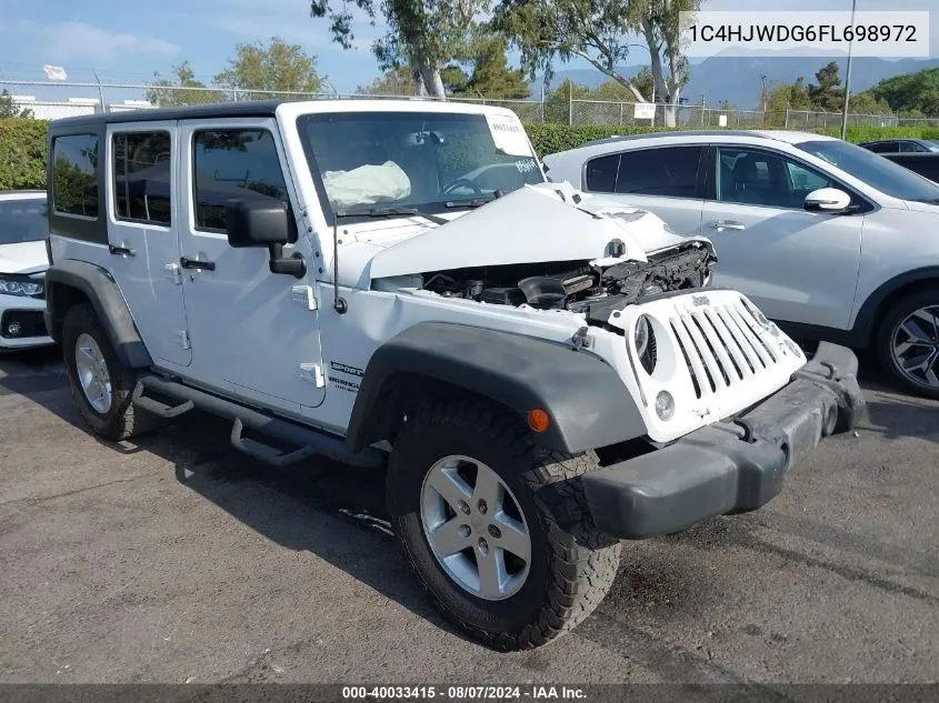 2015 Jeep Wrangler Unlimited Sport VIN: 1C4HJWDG6FL698972 Lot: 40033415