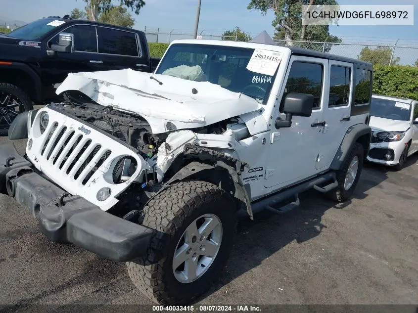 2015 Jeep Wrangler Unlimited Sport VIN: 1C4HJWDG6FL698972 Lot: 40033415