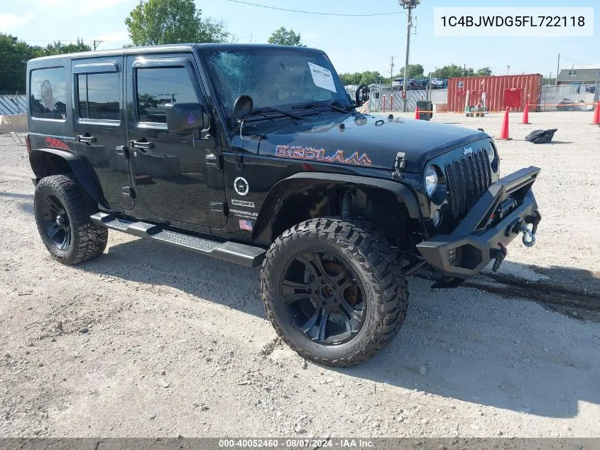 2015 Jeep Wrangler Unlimited Sport VIN: 1C4BJWDG5FL722118 Lot: 40052460