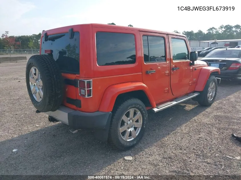 2015 Jeep Wrangler Unlimited Sahara VIN: 1C4BJWEG3FL673919 Lot: 40057574